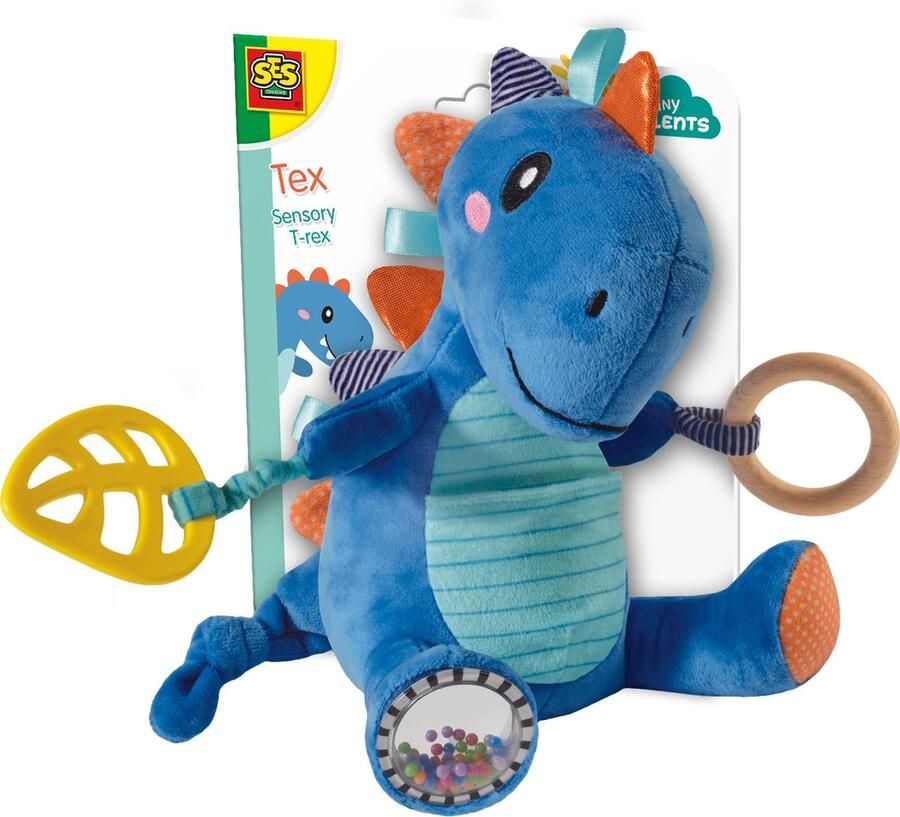 SES Tiny Talents Tex Sensory T-rex stimuleert zintuigen lekker zacht dinosaurus knuffel baby speelgoed Dinosaurus Speelgoed