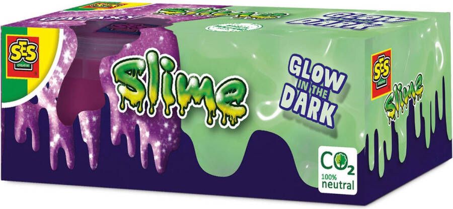 SES Slime Glow in the dark 2x120gr kant en klaar slijm in 2 kleuren en diktes goed uitwasbaar veilig voor kinderen Gluten Vrij