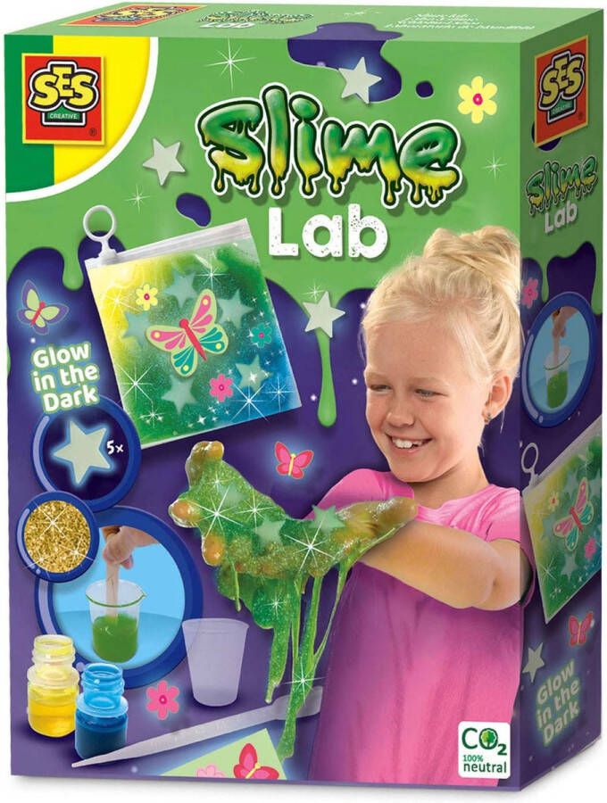 SES Slime lab Glow in the dark maak zelf je eigen slijm goed uitwasbaar veilig voor kinderen Experimenteerdozen