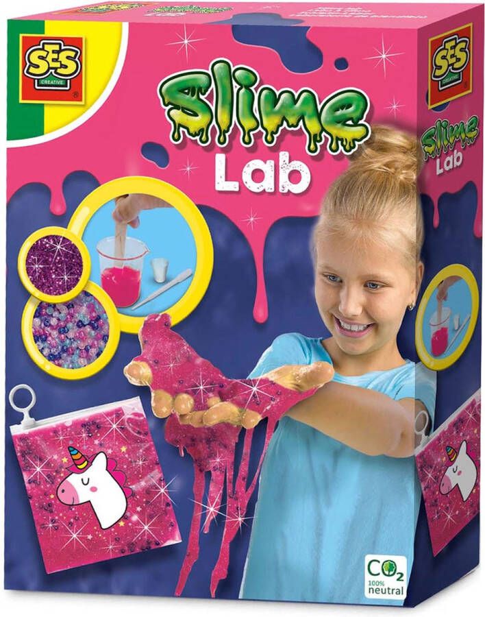 SES Slime lab Unicorn zelf glitter slijm maken met kralen sticker en zip-lock zakje Unicorn Speelgoed