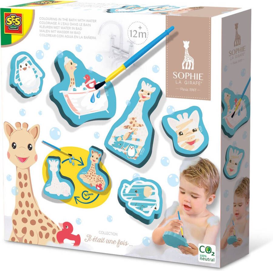 SES Sophie la girafe Kleuren met water in bad veilige kwast figuren worden zichtbaar in water herbruikbaar
