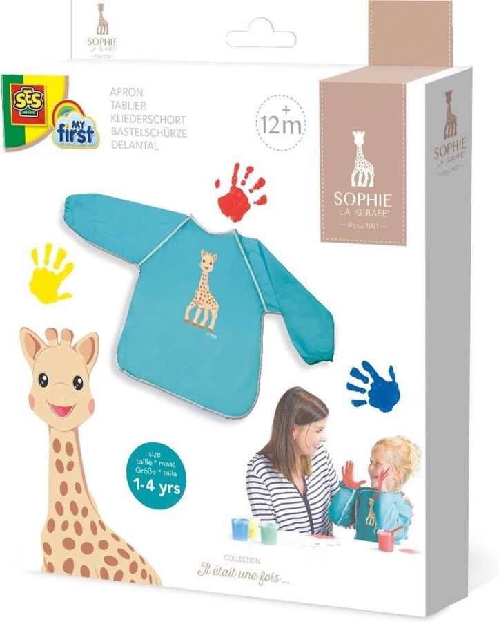 SES Creative kliederschort Girafe junior canvas blauw 1-4 jaar