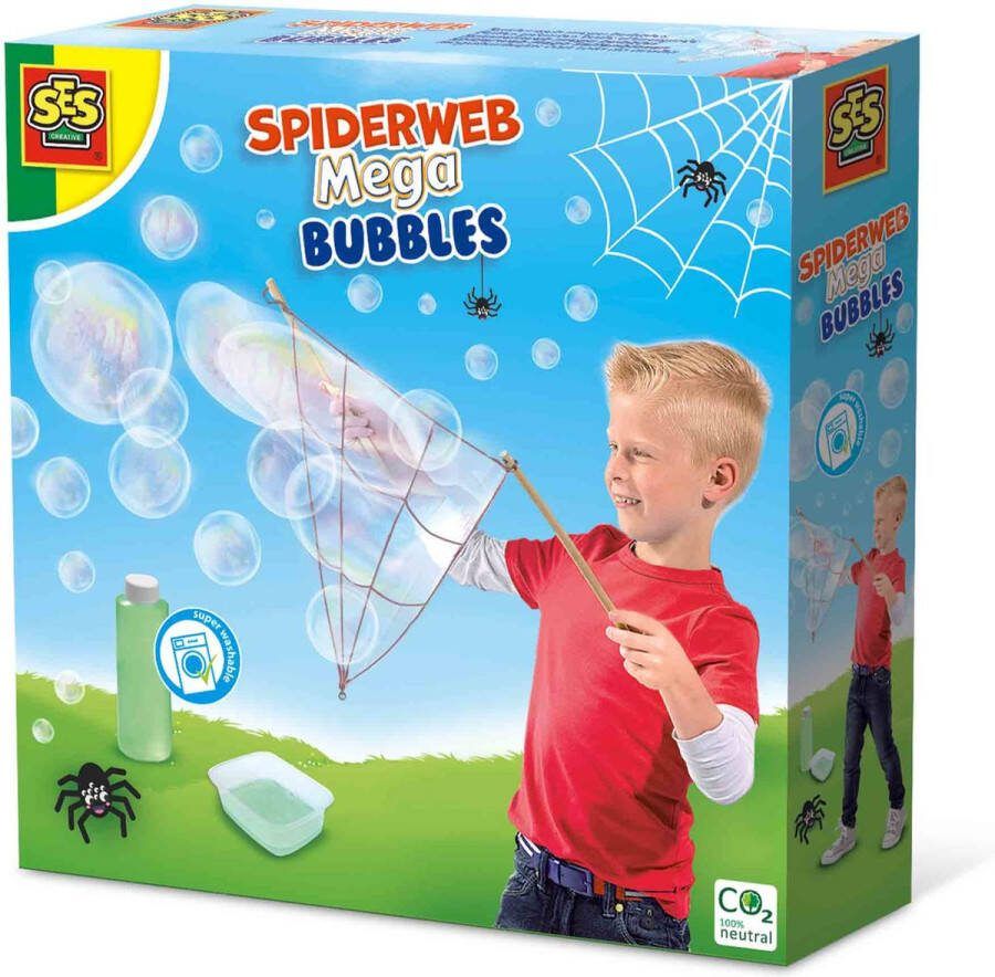 SES Spinnenweb mega bubbles sterk bellenblaassop maak een spinnenweb van bellen in één keer