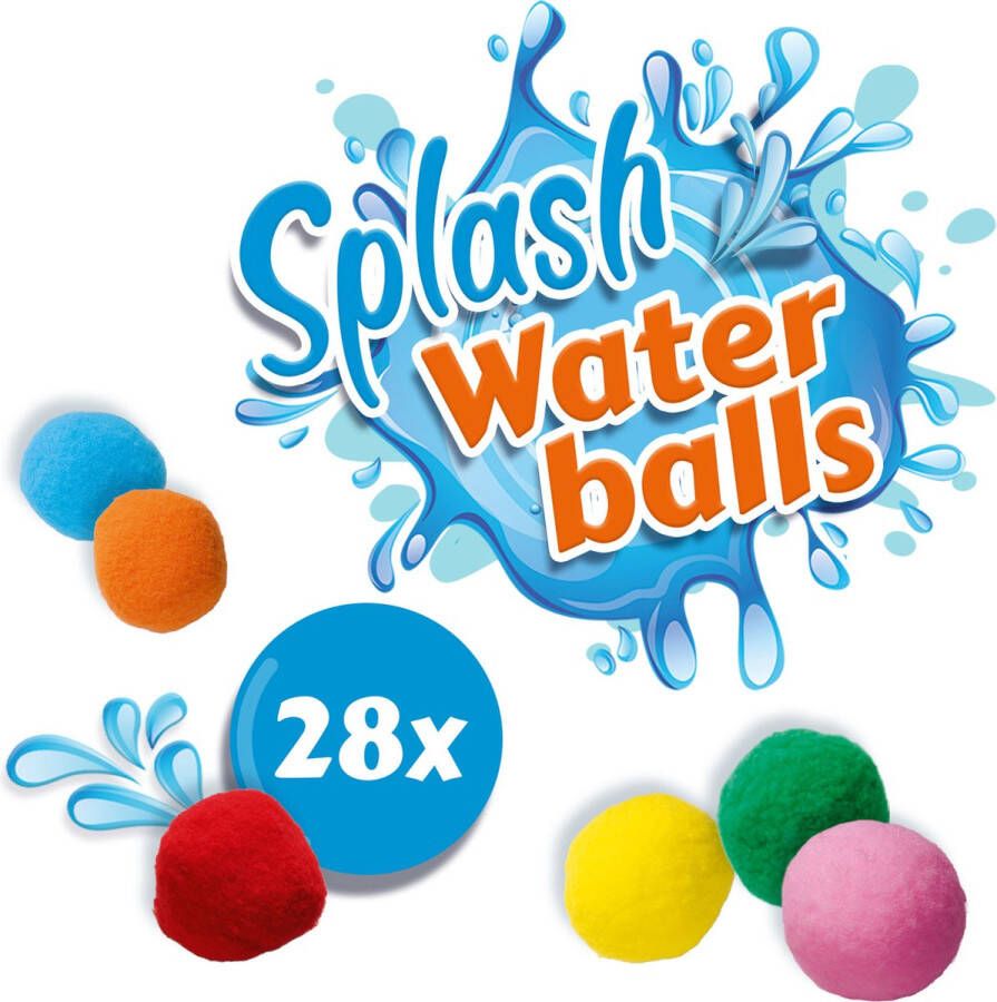 SES Splash Waterballen herbruikbare water ballonnen droog en nat te gebruiken vrolijke kleuren 28 ballen per set