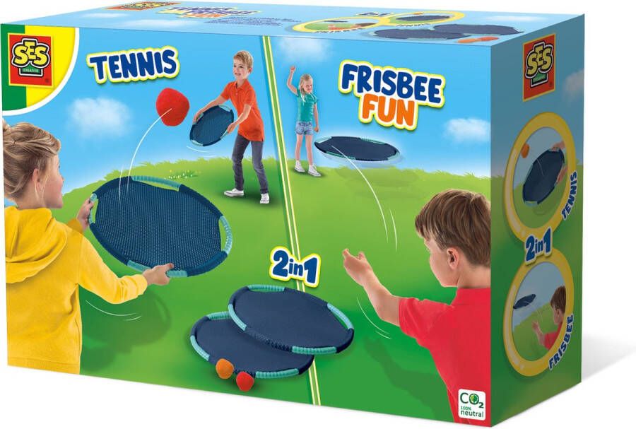 SES Tennis en Frisbee fun 2 in 1 twee extra grote tennis frisbees compact mee te nemen met 2 splash water ballen
