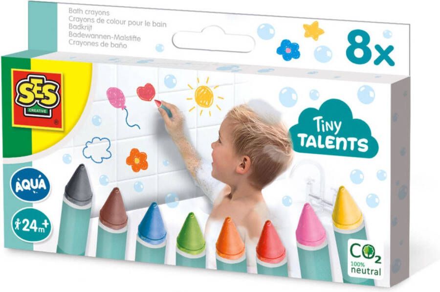 SES Tiny Talents Badkrijt 8 vrolijke kleuren voor tegels en de badkuip gemakkelijk af te wassen