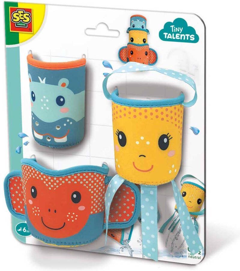 SES Tiny Talents Montessori Badspeelgoed Badbekers neopreen 3 verschillende maten supersterk materiaal baby speelgoed