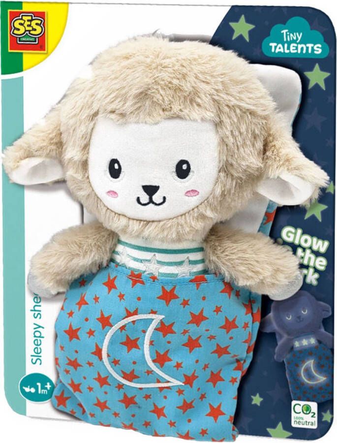 SES Tiny Talents Sleepy schaap Night buddy glow in the dark zachte knuffel helpt bij het naar bed gaan Baby Speelgoed