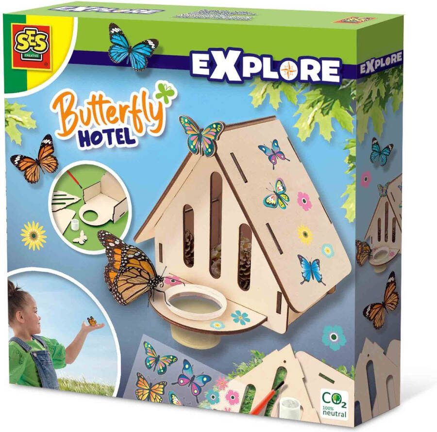 SES Vlinderhotel houten vlinderhotel om zelf te vullen met stickers STEM Speelgoed