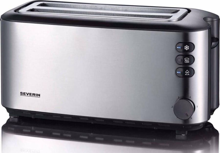 Severin Toaster AT 2509 hoogwaardige warmte-isolerende en dubbelwandige edelstalenbehuizing met opzethouder voor broodjes ruimte voor maximaal 4 plakken brood