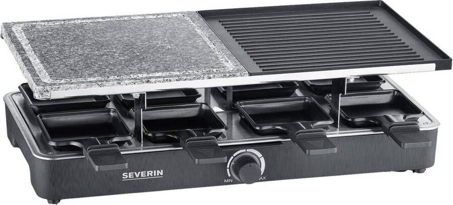 Severin Gril Raclette RG2376 8 personen Natuurlijke kooksteen en niet -stick omkeerbare plaat
