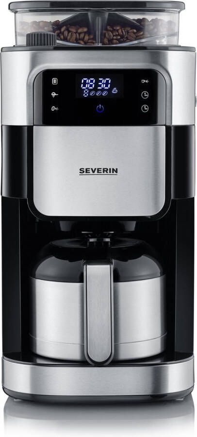 Severin KA 4814 Filter Koffiezetapparaat met bonenmaler Hoogwaardige thermoskan Extra stille werking Zwart Rvs