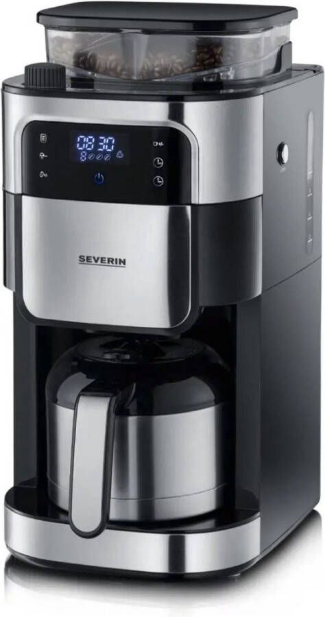 Severin KA 4814 Filter Koffiezetapparaat met bonenmaler Hoogwaardige thermoskan Extra stille werking Zwart Rvs