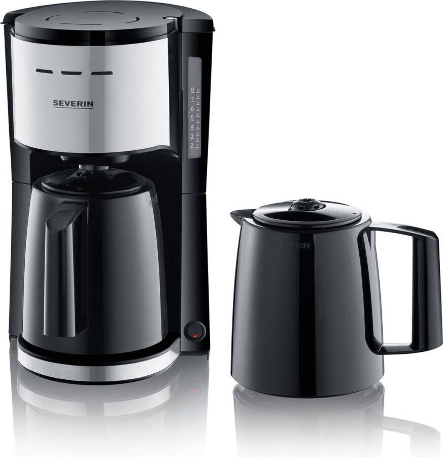 Severin KA 9308 Filterkoffiezetapparaat 1 l Gemalen koffie 1000 W Zwart RVS + Extra thermoskan