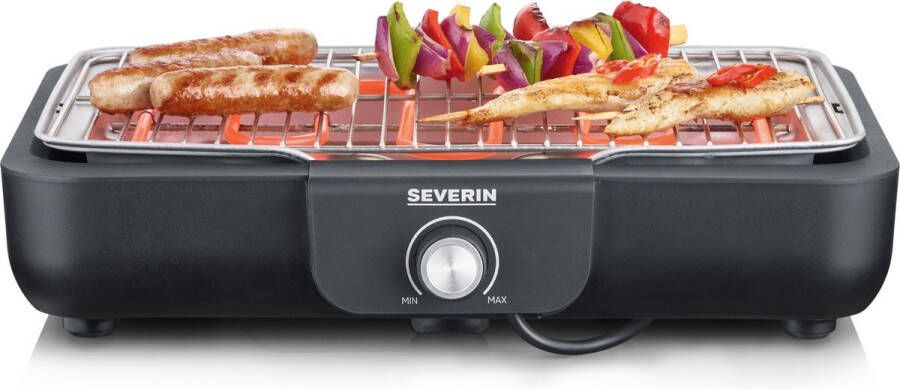 Severin PG 8554 Electrische Tafel BBQ Grill 2300 W 230 °C Grillrooster Zwart Roestvrijstaal