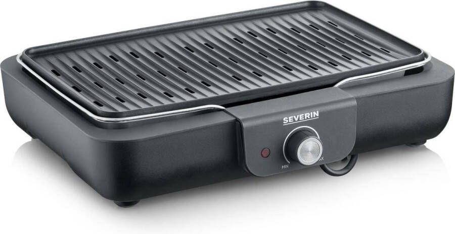 Severin PG 8556 Electrische Tafel BBQ Grill 2300 W 230 °C Geribbelde grillplaat Zwart Roestvrijstaal