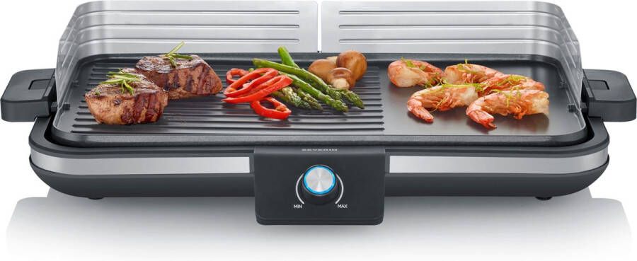 Severin PG 8564 Plancha Tafelgrill glad en geribbeld oppervlak binnen en buiten 230 °C