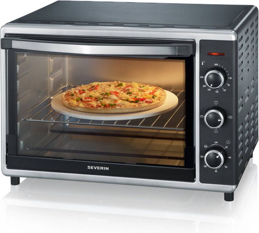 Severin TO 2058 Oven vrijstaand hetelucht incl. pizzasteen zwart zilver