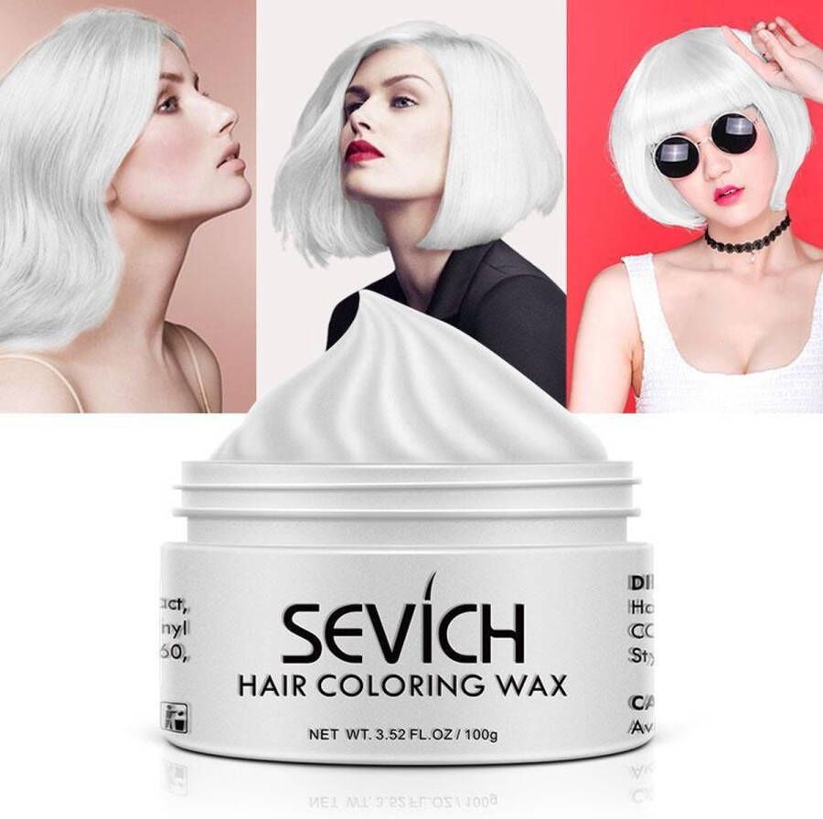 SevicH 100% Natuurlijke Materialen Tijdelijk Haarverf Haar Wax Haircoloring Wax Uit wasbaar Wit