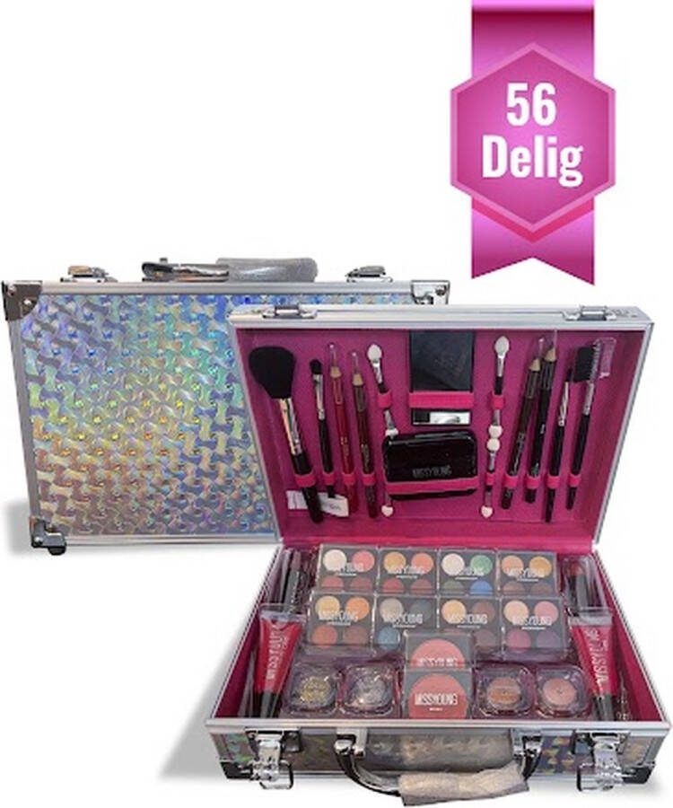SEZGoods Luxe Make Up Koffer 56 Delig Zilver Make Up Koffer Met Inhoud Make Up Koffer Meisjes Make Up Koffer Kinderen Make Up Set Voor Meisjes