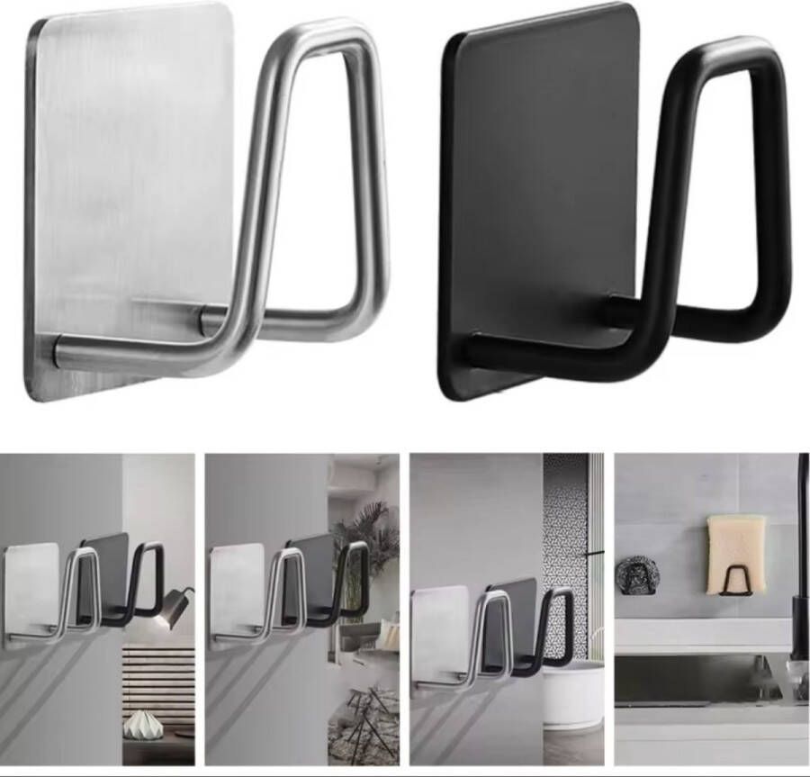 Sfc Multifunctionele houder Zwart 5 stuks Badkamer zeep houder Spons houder Afstandbediening houder Easy to use Met bevestigingsmateriaal Telefoonhouder Gootsteen houder Keuken houder Slaapkamer houder Handige houder