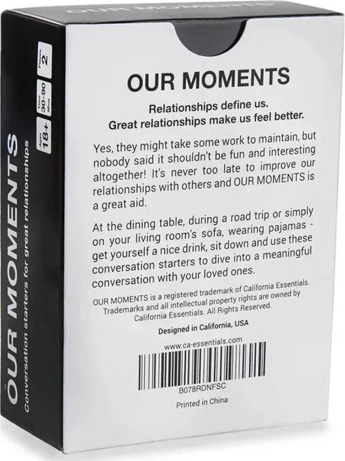 Sfc Our Moments Couples editie Gesprek starter Party Game Leer elkaar beter kennen Eerste date Spannende vragen Daag jouw partner uit Relatie booster Gesprekstof Ken je partner Liefde