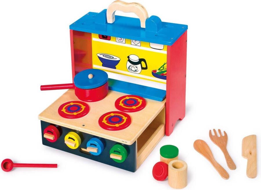 SFC Toys Houten speelkeuken voor kinderen koffer model Mobile Houten speelgoed vanaf 3 jaar