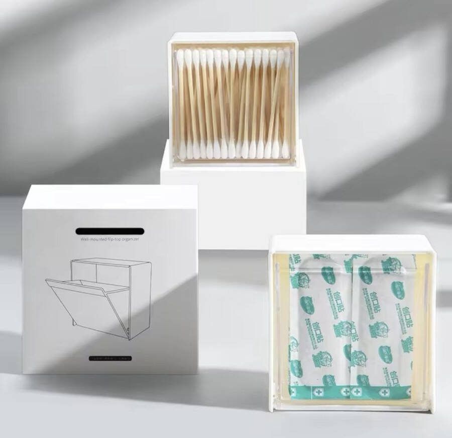 Sfc Wand opslag bak Multifunctionele opslagbakje Wit Met bevestigingsmateriaal Bureau opslag bakje Post its opslaan Handig bakje Badkamer opslag bakje