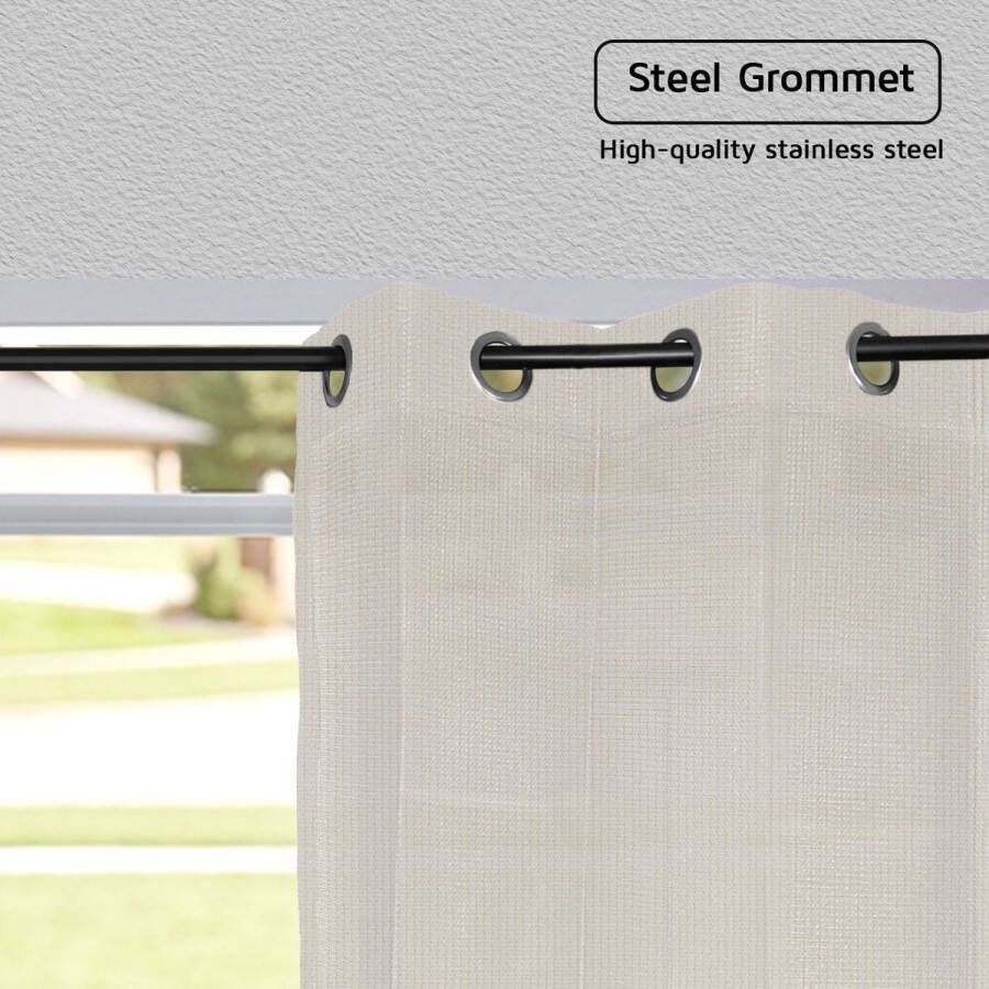 Shadow Comfort Buitengordijn arctic white met RVS ringen 2 stuks van 2.20x1.37