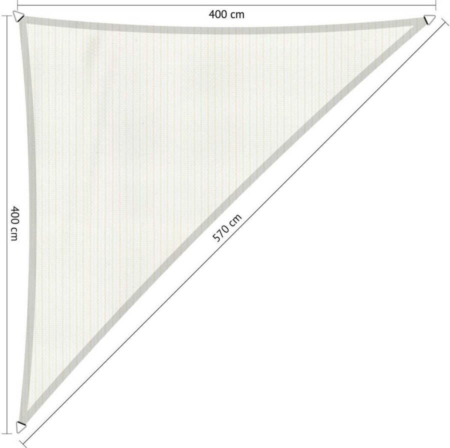 Shadow Comfort Compleet pakket: 90 graden driehoek 4x4x5.7m Arctic White met RVS Bevestegingsset en buitendoek reiniger