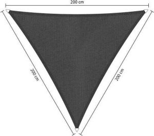 Shadow Comfort Compleet Pakket: Driehoek 2x2x2m Carbon Black Met Rvs Bevestigingsset En Buitendoekreiniger