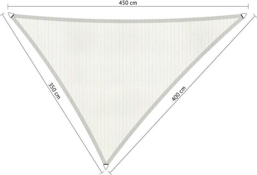 Shadow Comfort Compleet pakket: driehoek 3 5x4x4 5m Arctic White met RVS Bevestigingsset en Buitendoekreiniger