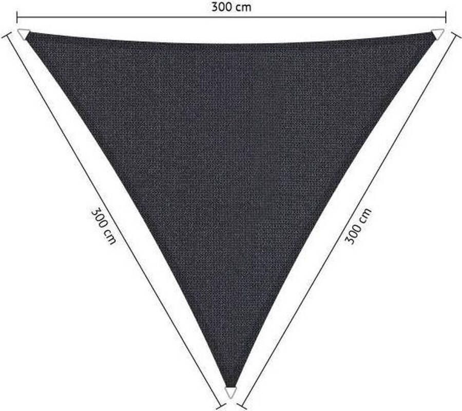 Shadow Comfort Compleet pakket: driehoek 3x3x3m Carbon Black met RVS Bevestigingsset en Buitendoekreiniger