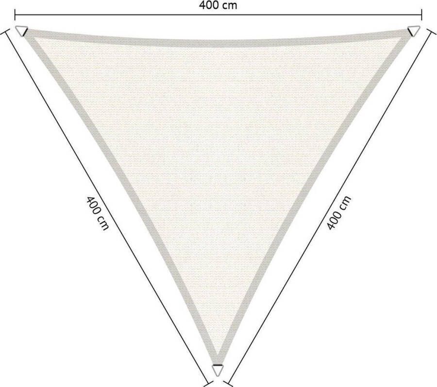 Shadow Comfort Compleet pakket: driehoek 4x4x4m Arctic White met RVS Bevestegingsset en Buitendoekreiniger