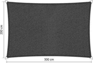 Shadow Comfort Compleet pakket: rechthoek 2x3m Carbon Black met RVS Bevestigingsset en Buitendoekreiniger