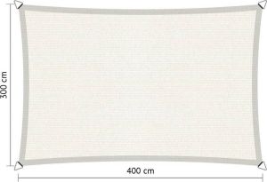 Shadow Comfort Compleet Pakket: Rechthoek 3x4m Arctic White Met Rvs Bevestigingsset En Buitendoekreiniger