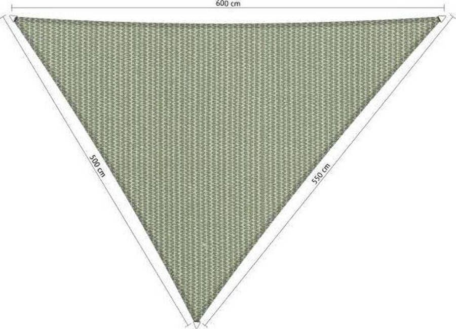 Shadow Comfort Compleet pakket: driehoek 5x5 5x6m Moonstone Green met bevestigingsset en buitendoekreiniger