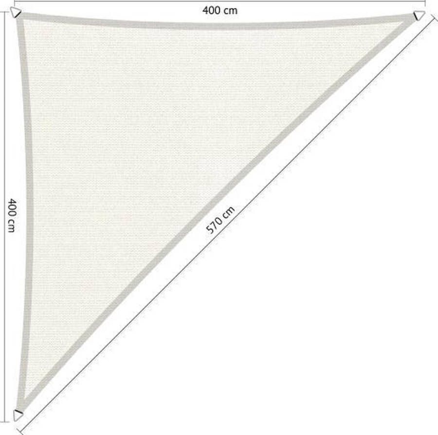 Shadow Comfort Driehoek 90° schaduwdoek UV Bestendig Zonnedoek 400 x 400 x 570 CM Arctic White