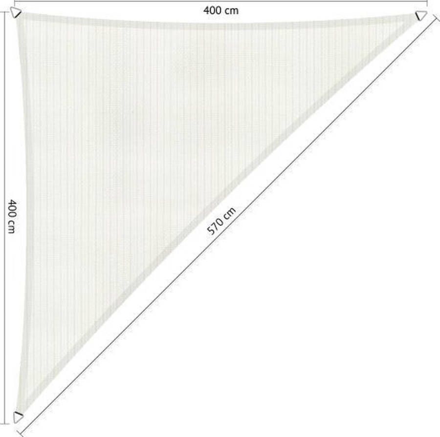 Shadow Comfort Driehoek 90° schaduwdoek UV Bestendig Zonnedoek 400 x 400 x 570 CM Mineral White