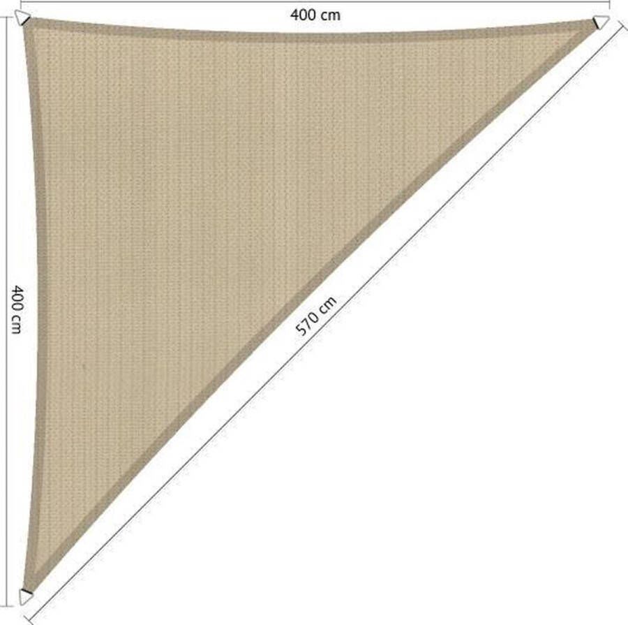 Shadow Comfort Driehoek 90° schaduwdoek UV Bestendig Zonnedoek 400 x 400 x 570 CM Neutral Sand