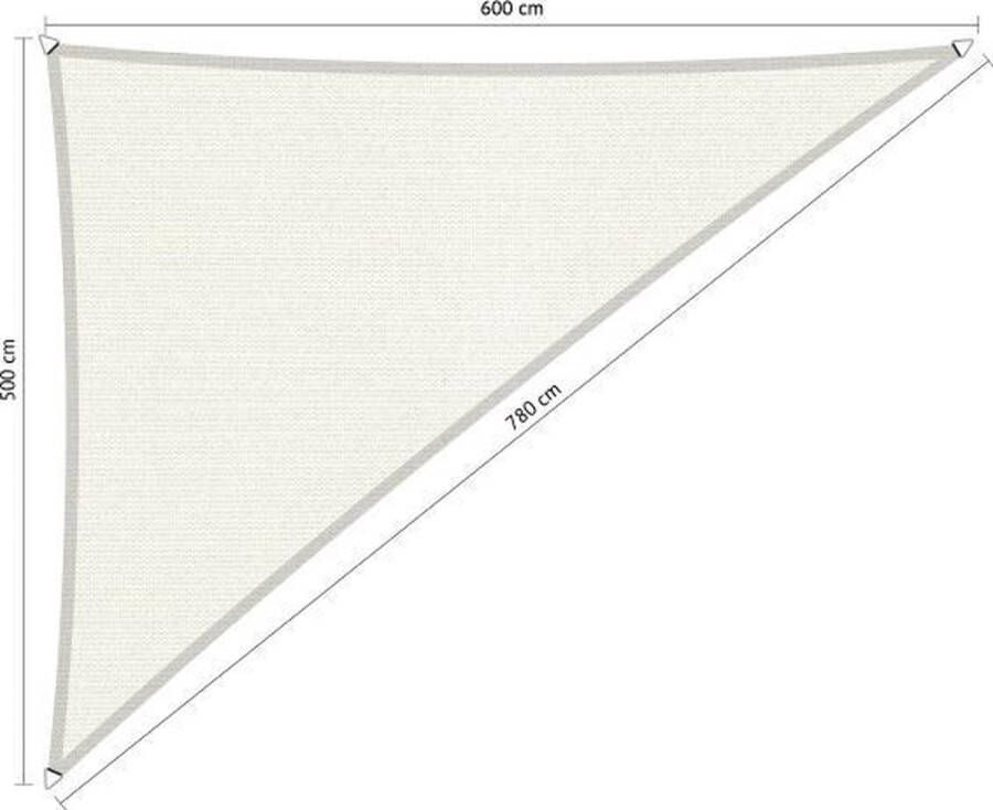 Shadow Comfort Driehoek 90° schaduwdoek UV Bestendig Zonnedoek 500 x 600 x 780 CM Arctic white