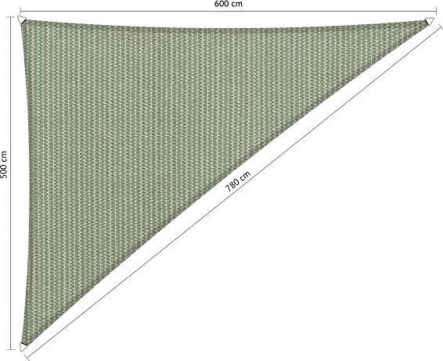 Shadow Comfort Driehoek 90° schaduwdoek UV Bestendig Zonnedoek 500 x 600 x 780 CM Moonstone Green