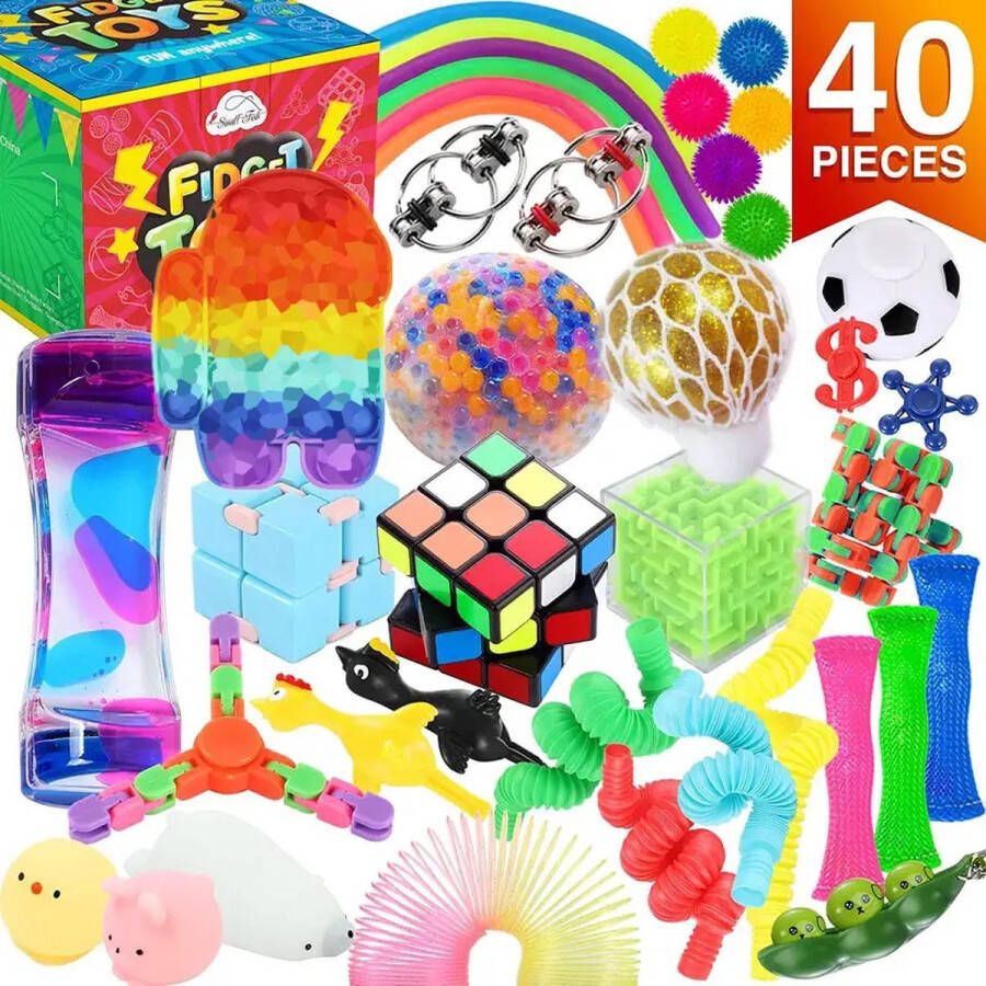 Shagam Fidget Toys Pakket 40 stuks Fidget Speeltjes Set Fidgets Pop It Speed Cube Rubik s Cube