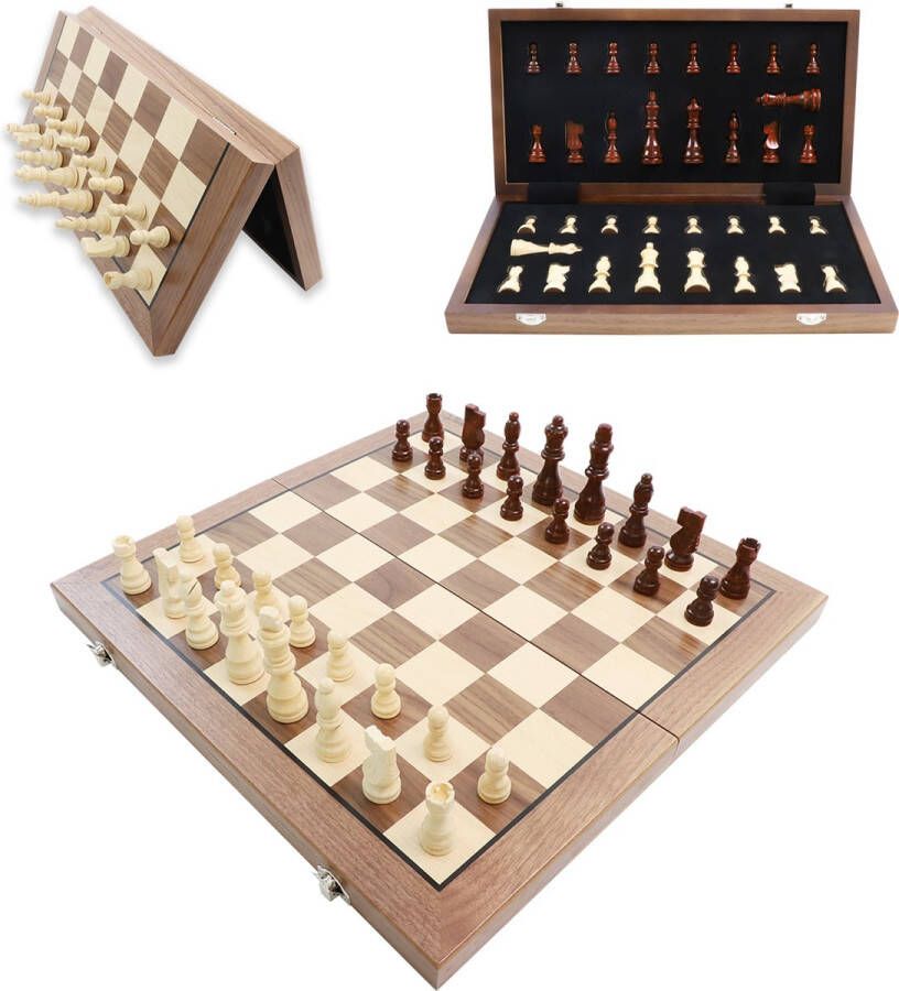 Shagam Schaakbord Met Schaakstukken Schaakset Schaakspel Schaken Chess Hout 39 cm