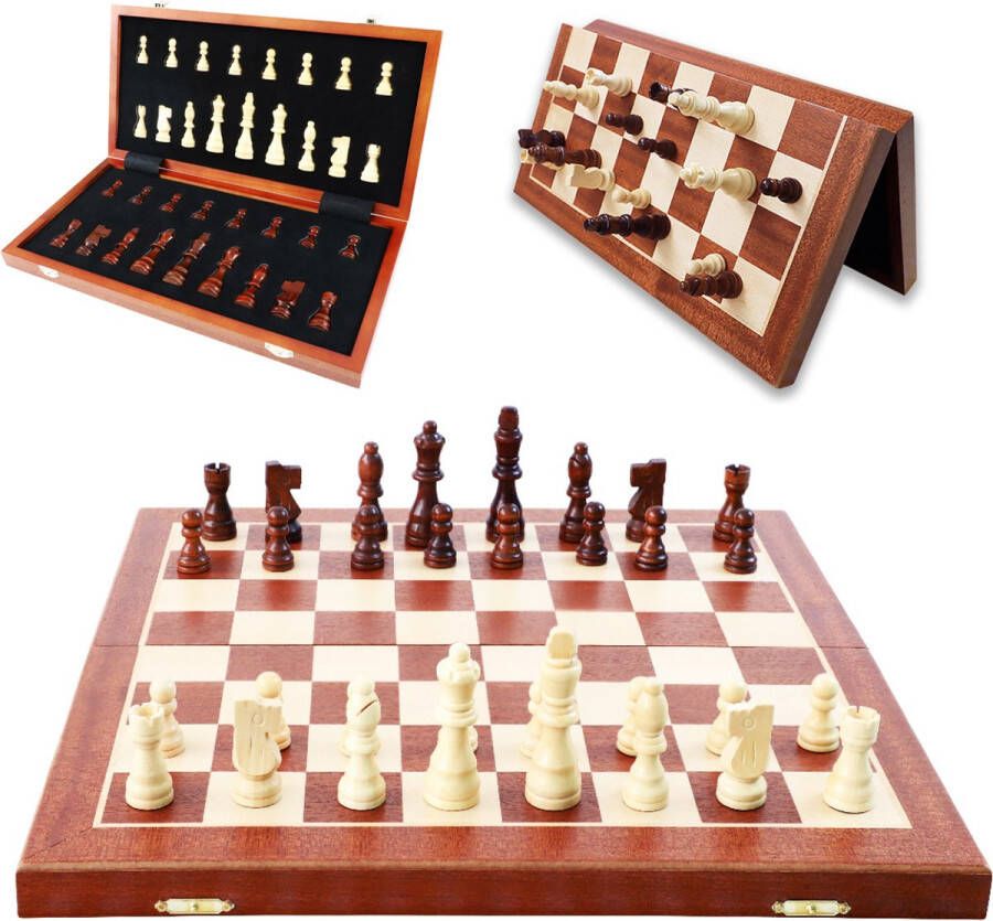 Shagam Schaakbord Met Schaakstukken Schaakset Schaakspel Schaken Chess Hout 39 cm