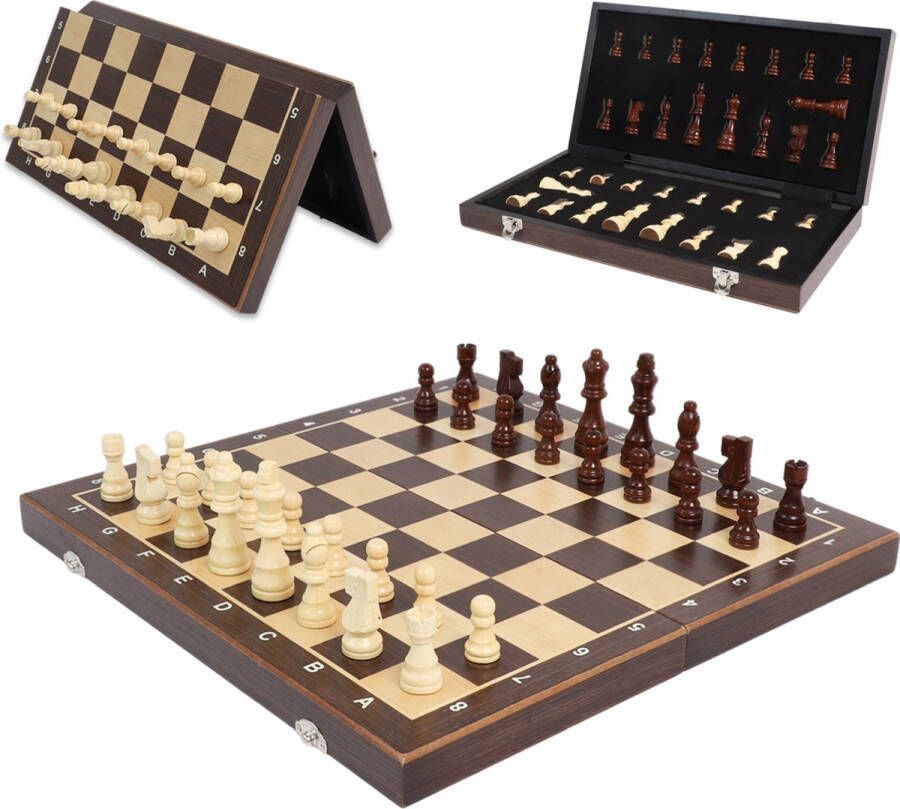 Shagam Schaakbord Met Schaakstukken Schaakset Schaakspel Schaken Chess Hout 39 cm