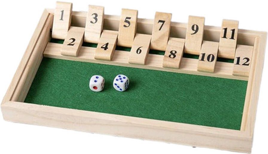 Shagam Shut The Box 1-12 Hout Inclusief dobbelstenen Houten Spel Dobbelspel Kansspel Drankspel Reisspel Rekenspel