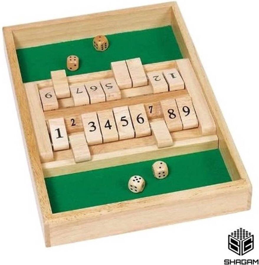 Shagam Shut The Box 2 Spelers Dobbelspel Drankspel Hout Inclusief dobbelstenen Houten Spel Kansspel Reisspel Rekenspel