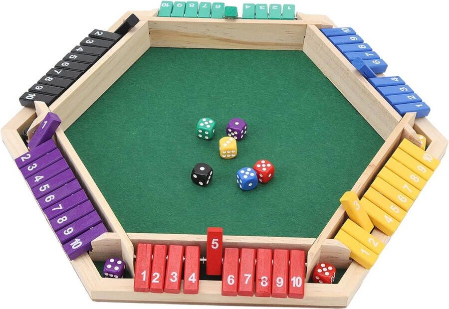 Shagam Shut The Box 6 Spelers Kleur Dobbelspel Drankspel Rekenspel Hout