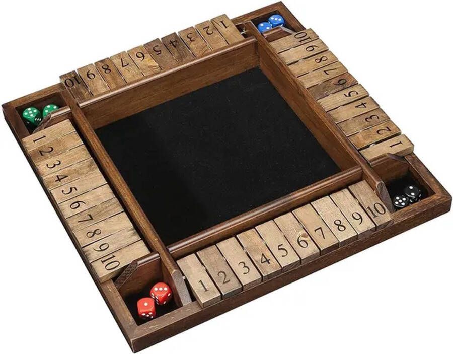 Shagam Shut The Box Retro Donker Hout Inclusief dobbelstenen Houten Spel Dobbelspel Drankspel Rekenspel